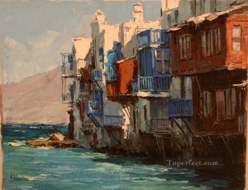 La pequeña Venecia en Mykonos Egeo Pinturas al óleo